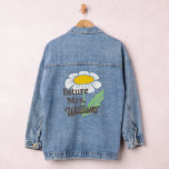 Boho Simple Daisy Future Mrs Last Name Bride Denim Jacket<br><div class="desc">A simple daisy flower design with white petals gives this bride to be "future Mrs" denim jacket a retro,  modern hippie,  bohemian vibe. The personalised text makes it a fun outfit accessory for engagement photoshoots,  parties,  bachelorette weekends,  and even day of wedding photos for the carefree bride.</div>
