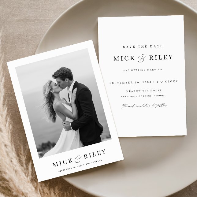 Boho Simple Elegant Text and Photo Wedding Save The Date (Creator Uploaded)