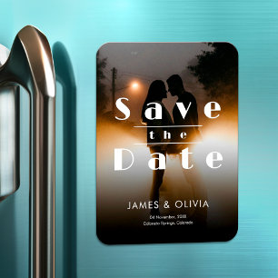 Boho simple minimalist elegant save the date photo magnet