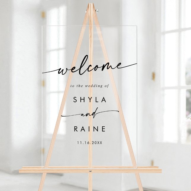 Boho Simple Modern Clear Acrylic Wedding Welcome Sign (Boho Simple Modern Clear Acrylic Wedding Welcome Acrylic Sign)