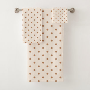 Boho Simple Modern Girly Neutral Polka Dot Beige Bath Towel Set