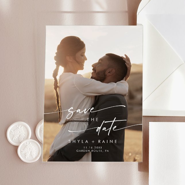 Boho Simple Photo Acrylic Wedding Save the Date Invitations (Boho Simple Photo Acrylic Wedding Save the Date Acrylic Invitations)