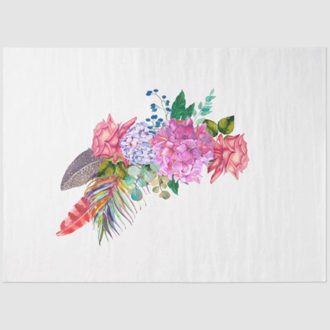 Boho Skull and Flowers Series Design 7 Tissue Paper (Front)