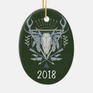 Boho Skull Keepsake Year Ceramic Tree Decoration