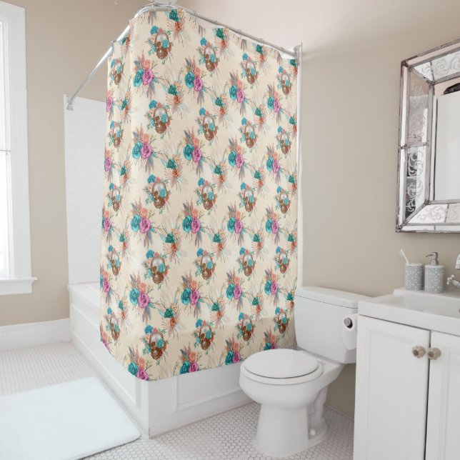 Boho Skull Series Design 3  Shower Curtain (In Situ)