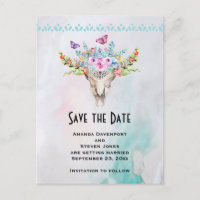 Boho Skull with a Floral Bouquet Save the Date