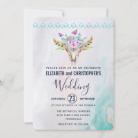 Boho Skull with a Floral Bouquet Wedding