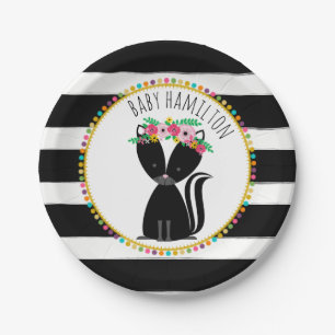 Boho Skunk Cardstock Inspired Custom Baby Shower Paper Plate