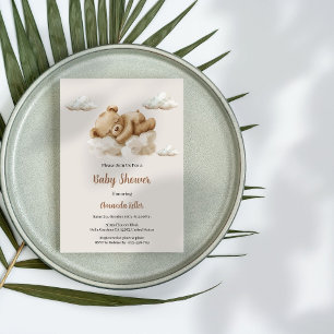 Boho Sleeping Bear Baby Shower Invitation