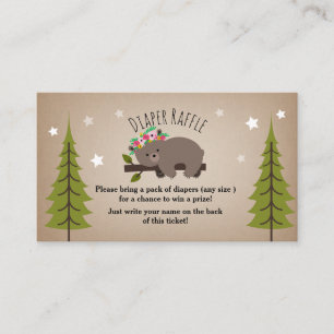 Boho Sleepy Bear Stars Diaper Raffle Enclosure Card