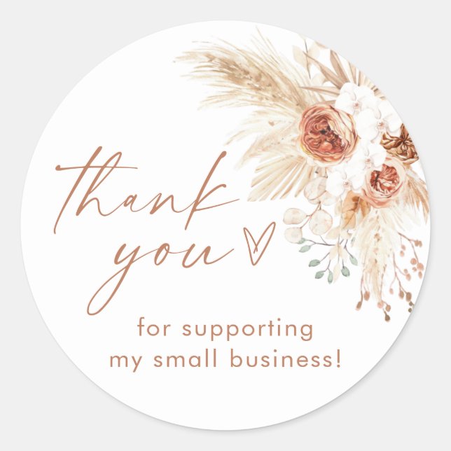 Boho Small Business Thank You Sticker (Front)