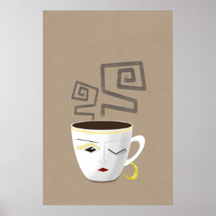Boho small white African Arabic coffee cup part 4 Poster