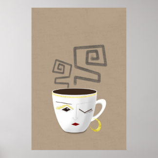 Boho small white African Arabic coffee cup part 4 Poster