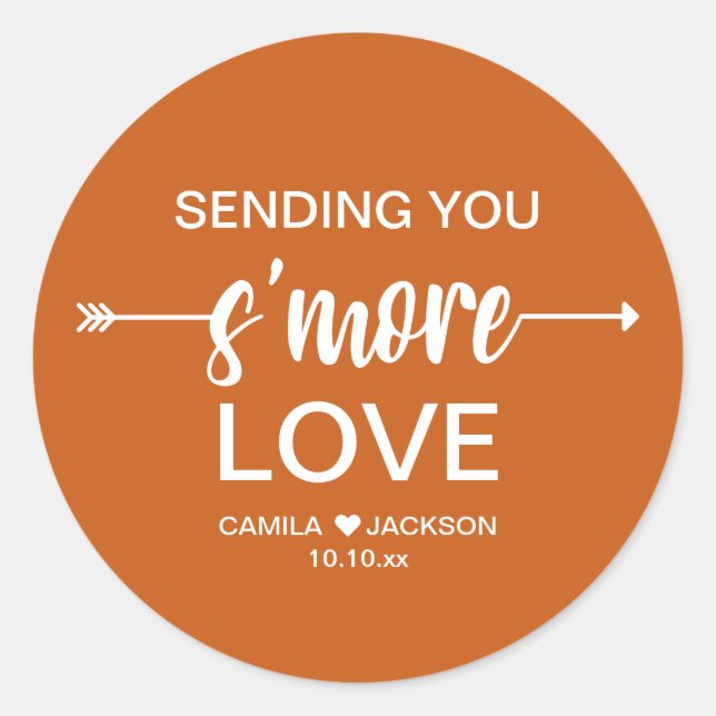 Boho S'more Wedding Favour Classic Round Sticker (Front)