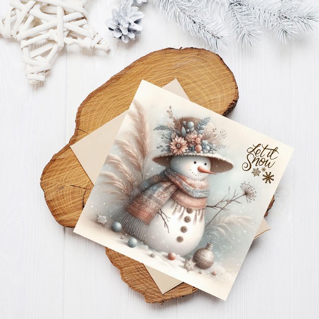 Boho Snow Woman Merry Christmas  Holiday Card (Creator Uploaded)