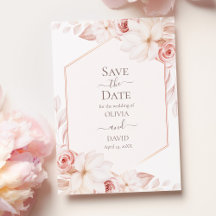 Boho Soft Blush Roses Save the Date Card