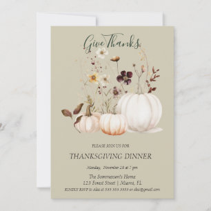Boho Soft Color Pumpkin Give Thanks Invitation