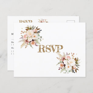 Boho Soft Colored Roses/ White Flowers RSVP Postcard