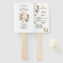 Boho Soft Coloured Rose Wedding Program Fans