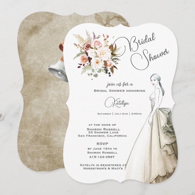 Boho Soft Coloured Roses Flowers Bridal Shower  (Front/Back)