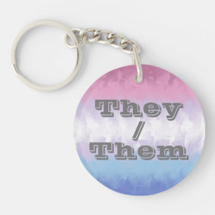 Boho Soft Customisable Pronoun Bigender Pride Flag Key Ring