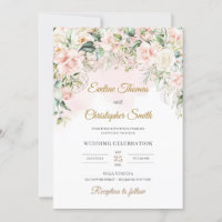 Boho soft pastel pink floral sage eucalyptus gold 