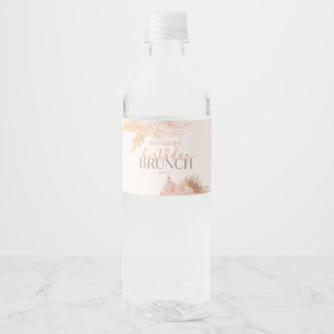 Boho Soft Pink Floral Flower Birthday Brunch Party Water Bottle Label