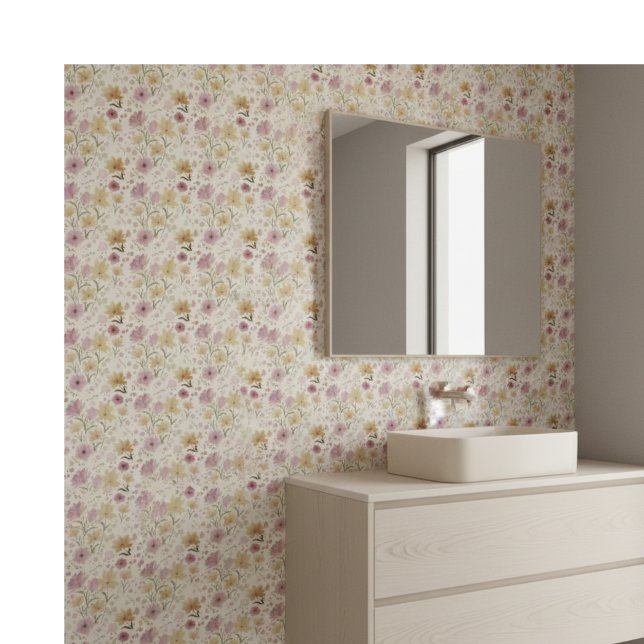 Boho Soft Pink Watercolor Wildflower  Tile (Creator Uploaded)