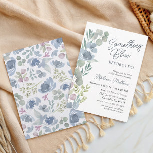 Boho Something Blue Floral Shower Invitation