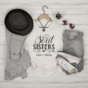 Boho Soul Sisters Custom Name Best Friend T-Shirt