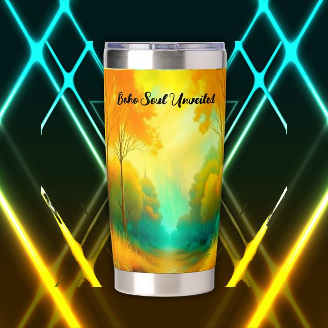 Boho Soul Unveiled Green and Yellow monogram | Insulated Tumbler (Creator Uploaded)