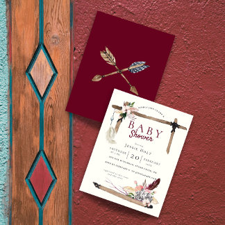 Boho Southwestern Burgundy Baby Shower Square Sticker