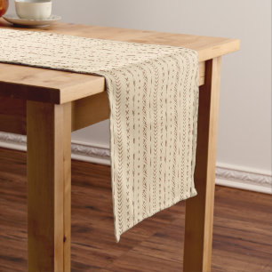 Boho Southwestern Geometric Stripe Warm Neutral Short Table Runner