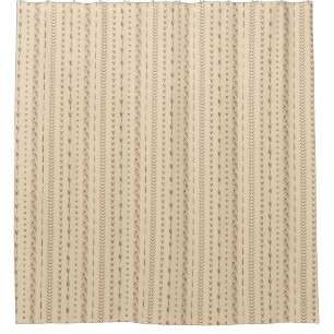Boho Southwestern Geometric Stripe Warm Neutral Shower Curtain