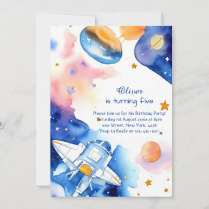 Boho Space Kids Birthday Invitation