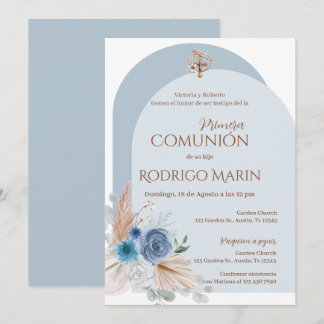 Boho Spanish First Holy Communion Invitation