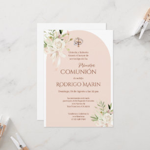 Boho Spanish First Holy Communion Invitation