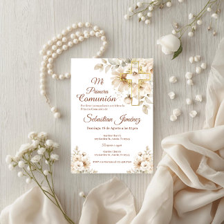 Boho Spanish First Holy Communion Invitation