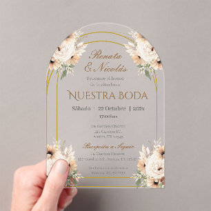Boho Spanish Wedding Acrylic Invitation