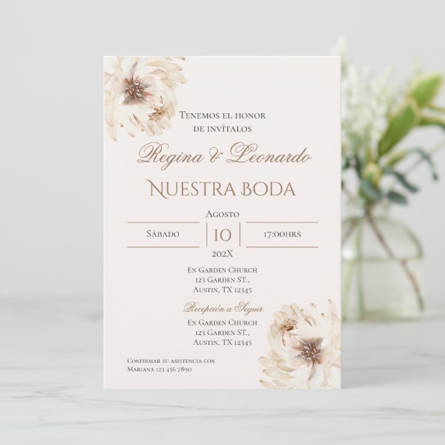 Boho Spanish Wedding Invitation (Standing Front)