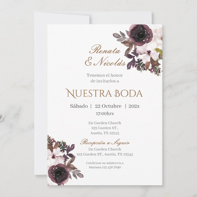 Boho Spanish Wedding Invitation (Front)
