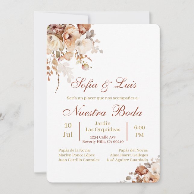 Boho Spanish Wedding Invitation (Front)