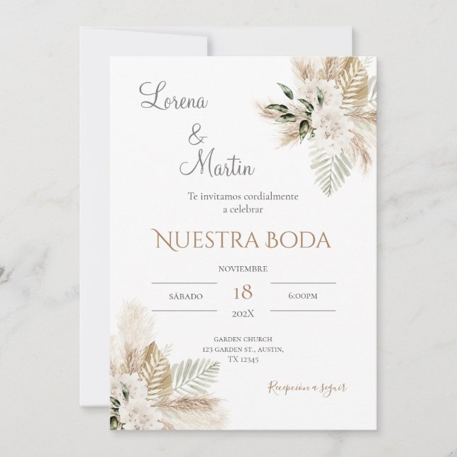 Boho Spanish Wedding Invitation (Front)