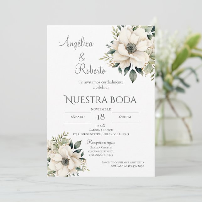 Boho Spanish Wedding Invitation (Standing Front)