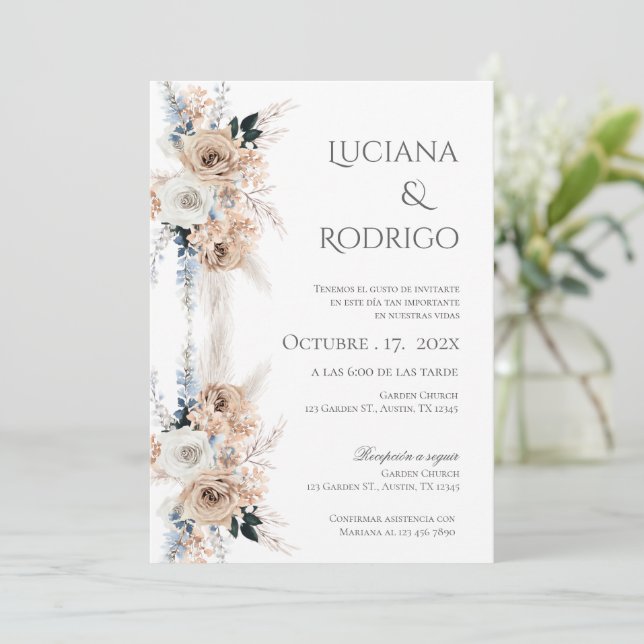 Boho Spanish Wedding Invitation (Standing Front)