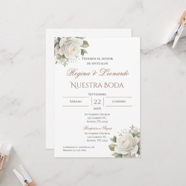 Boho Spanish Wedding Invitation (Front/Back In Situ)