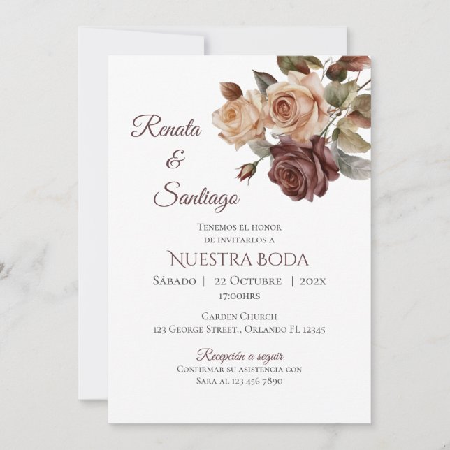 Boho Spanish Wedding Invitation (Front)