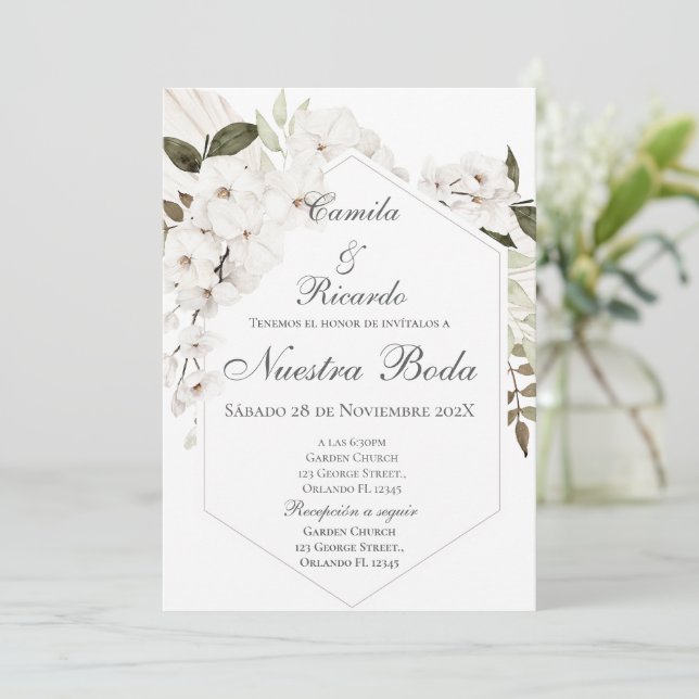 Boho Spanish Wedding Invitation (Standing Front)
