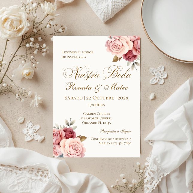 Boho Spanish Wedding Invitation (Creator Uploaded)