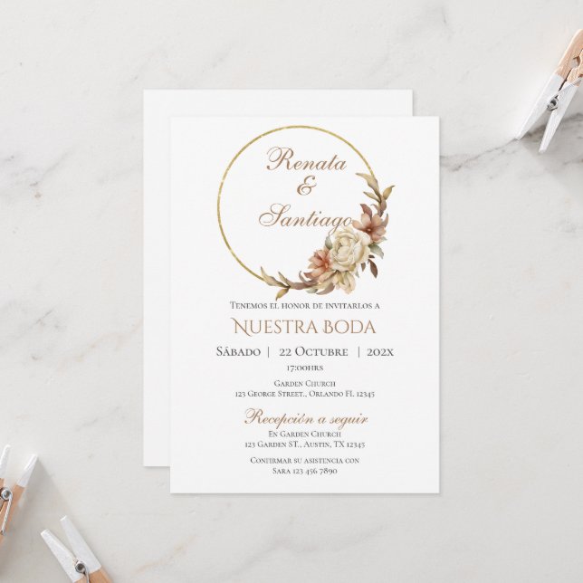 Boho Spanish Wedding Invitation (Front/Back In Situ)